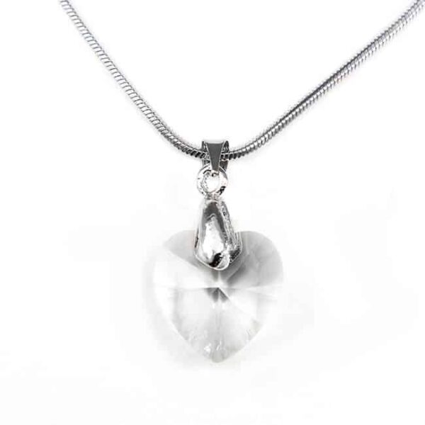 Swarovski® kristályos nemesacél nyaklánc - 28 mm - Szív - Crystal - 60cm