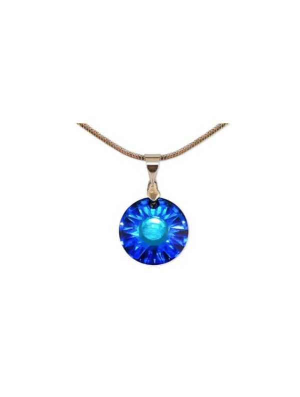Swarovski® kristályos nemesacél nyaklánc - 8  mm - Classic Small medál - Bermuda Blue