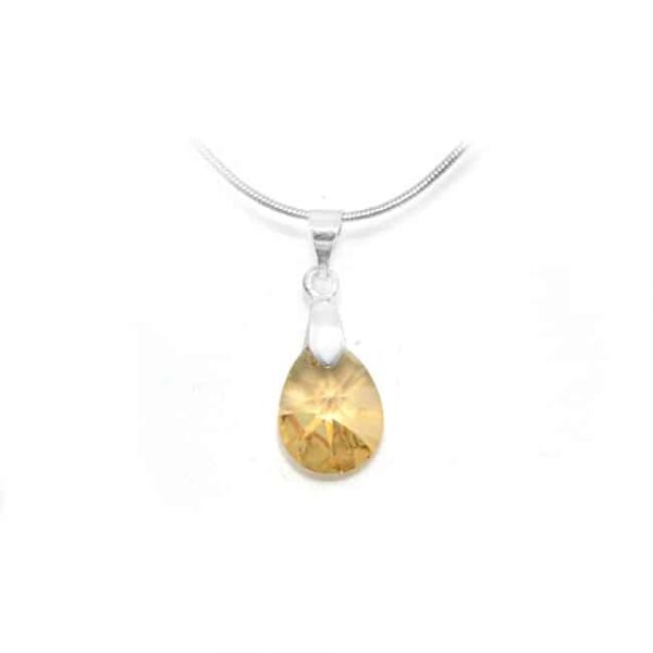 Swarovski® kristályos nemesacél nyaklánc - 12 mm - Pear - Golden Shadow