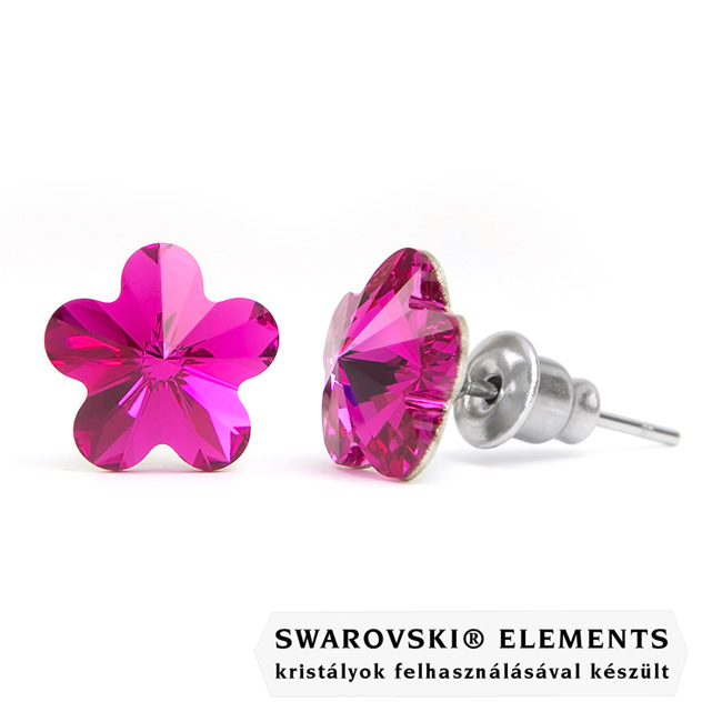 Swarovski kristályos fülbevaló - Virág Sötét Lila