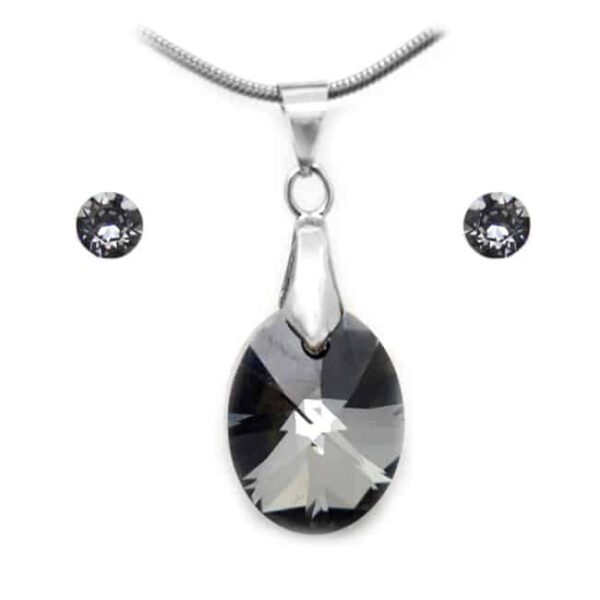 Swarovski kristályos ékszerszett - Oval 18 mm, Silver Night 