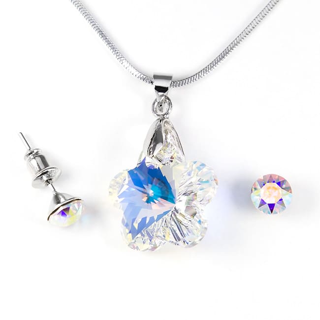 Swarovski kristályos ékszerszett - Virág 18 mm, Crystal AB