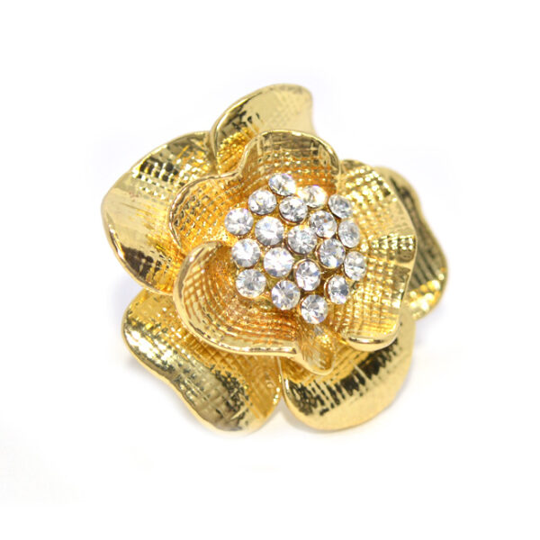 Arany színű 3D rózsa alakú osztrák kristályos állítható gyűrű ajándék díszdobozban