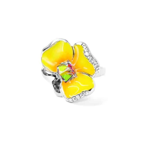 Sárga árvácska kristályos gyűrű arany színben