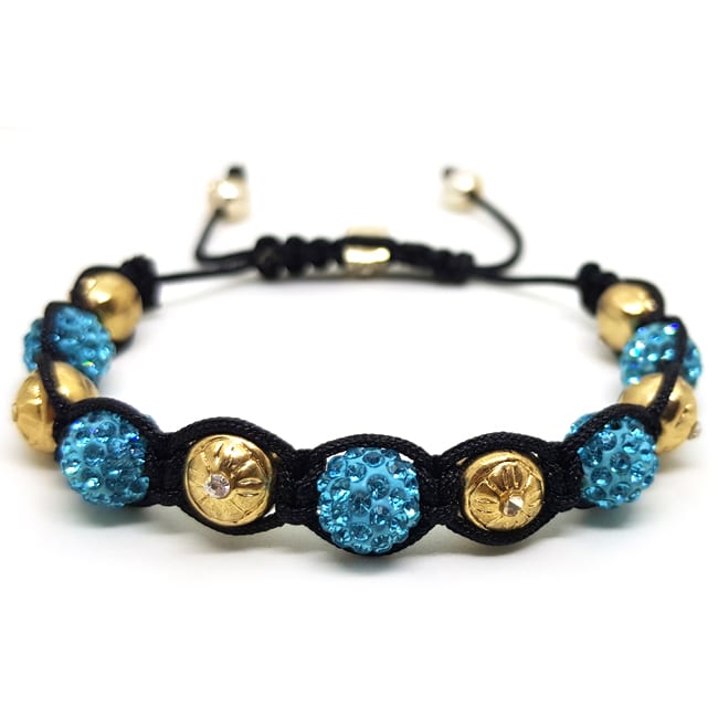11 gyöngyös shamballa karkötő - Türkiz