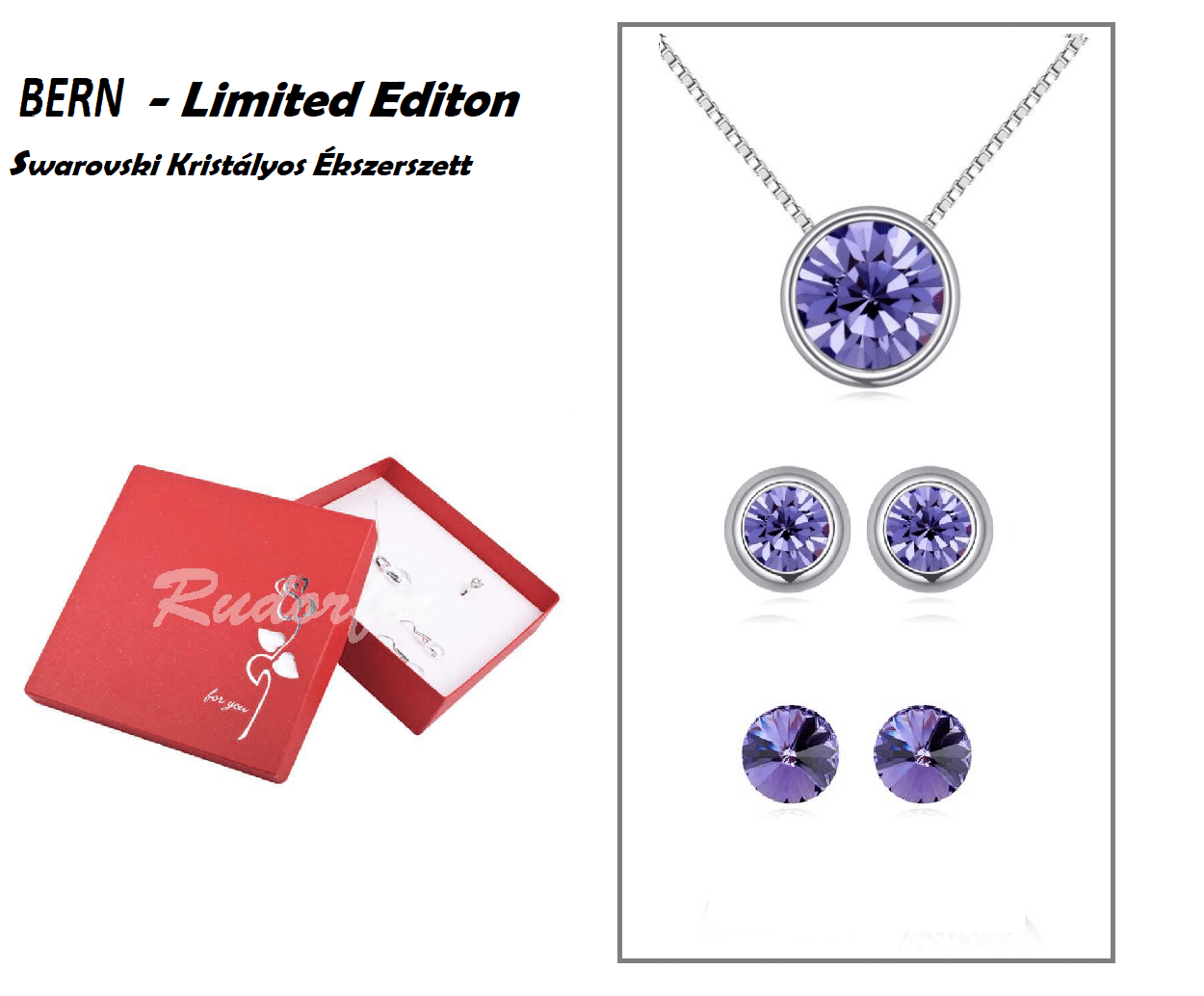 Swarovski kristályos ékszerszett - Lóhere Silver Night