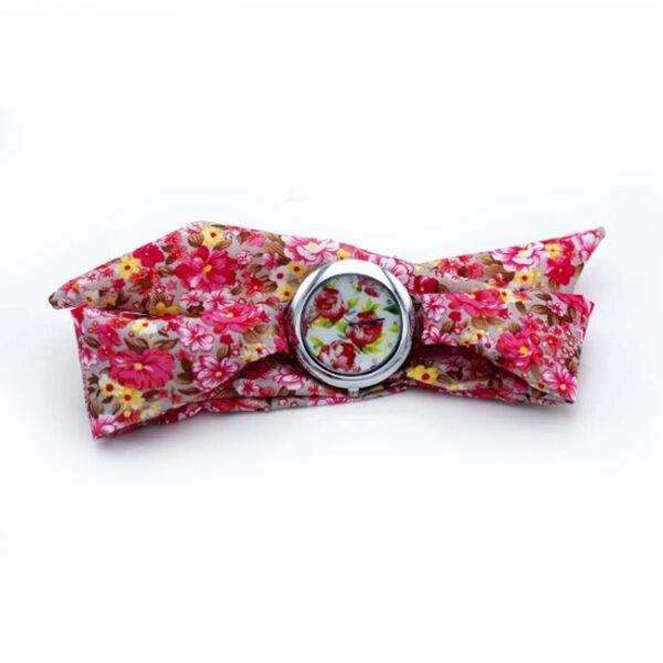 Divatos, nyárias karóra pink, virágos szövet szíjjal 