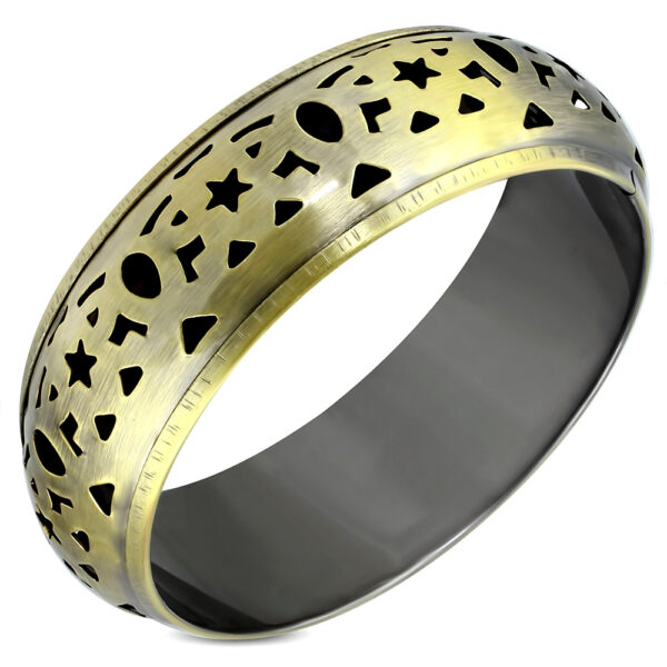 Óarany színű, kivágott mintás divatos karkötő  