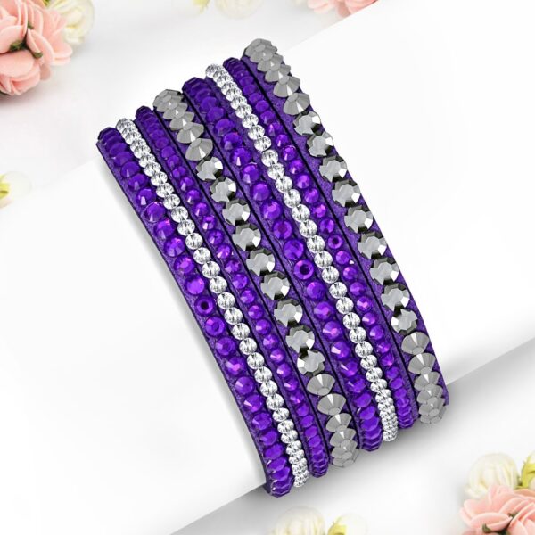 Lila Strassz köves  karkötő - pattent zárral