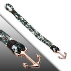 Virág mintás bőr karkötő, horgony kapoccsal