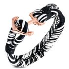 Zebra mintás bőr karkötő, horgony kapoccsal