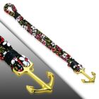 Virág mintás bőr karkötő, horgony kapoccsal