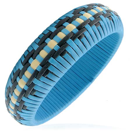 images Világoskék színű, kosárfonat mintás karkötő