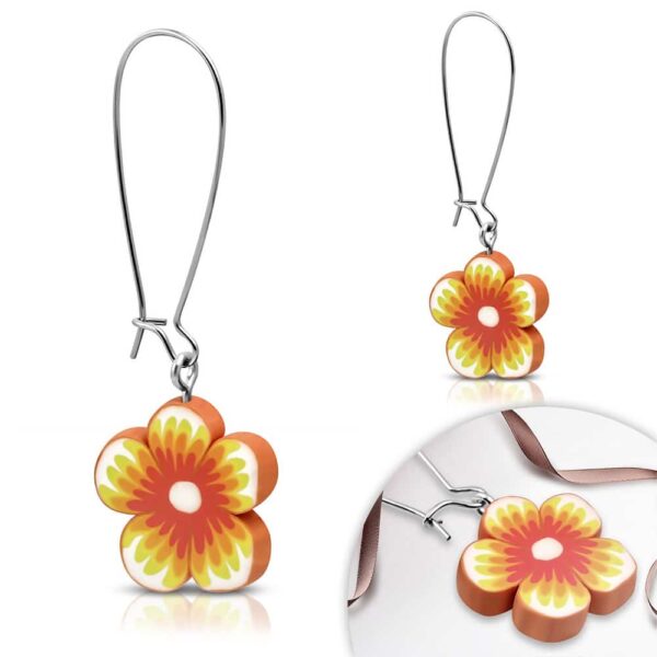 Narancssárga virágos bizsu fülbevaló