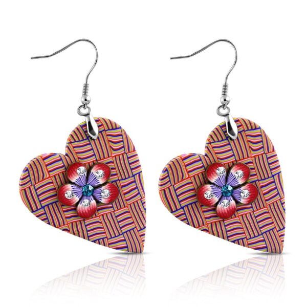 Szív alakú színes bizsu fülbevaló