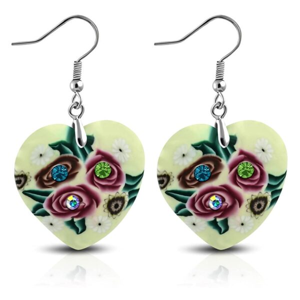 Szív alakú színes bizsu fülbevaló