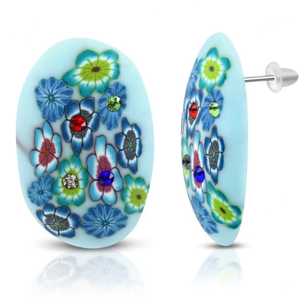 Ovális formájú színes bizsu fülbevaló