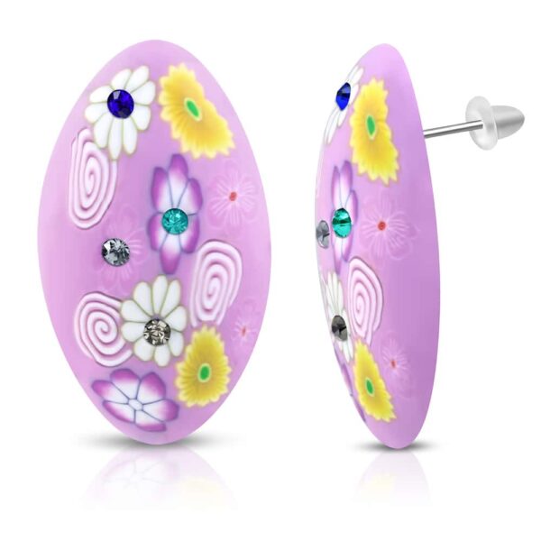 Ovális formájú színes bizsu fülbevaló