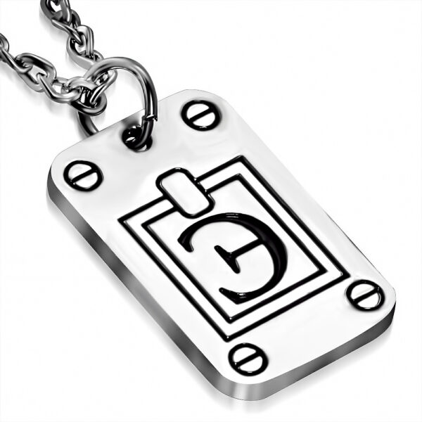 Ezüst színű, epszilon betű mintás medál ékszer nyaklánccal