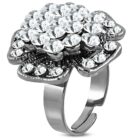 Állítható, virág formájú koktél gyűrű cirkónia kristállyal