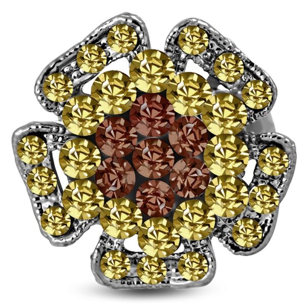 Állítható, virág formájú koktél gyűrű cirkónia kristállyal