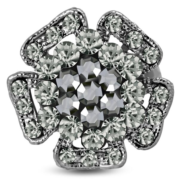 Állítható, virág formájú koktél gyűrű cirkónia kristállyal