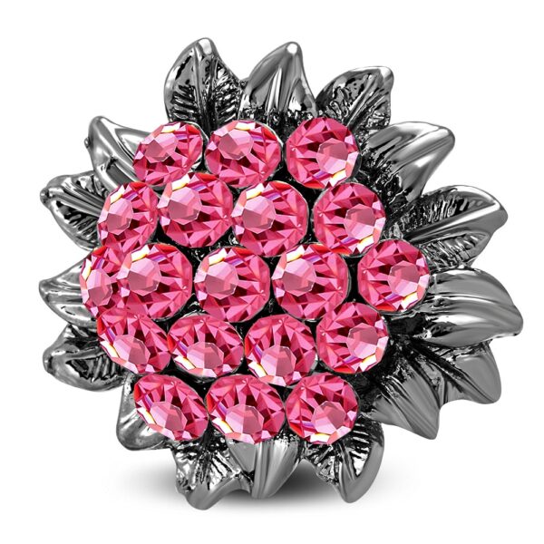 Állítható, virág alakú koktél gyűrű cirkónia kristállyal