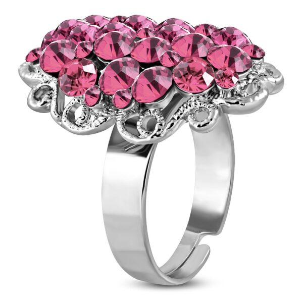 Állítható, ovális koktél gyűrűcirkónia kristállyal