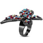 Állítható, pillangó alakú koktél gyűrű cirkónia kristállyal