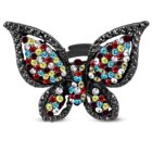 Állítható, pillangó alakú koktél gyűrű cirkónia kristállyal