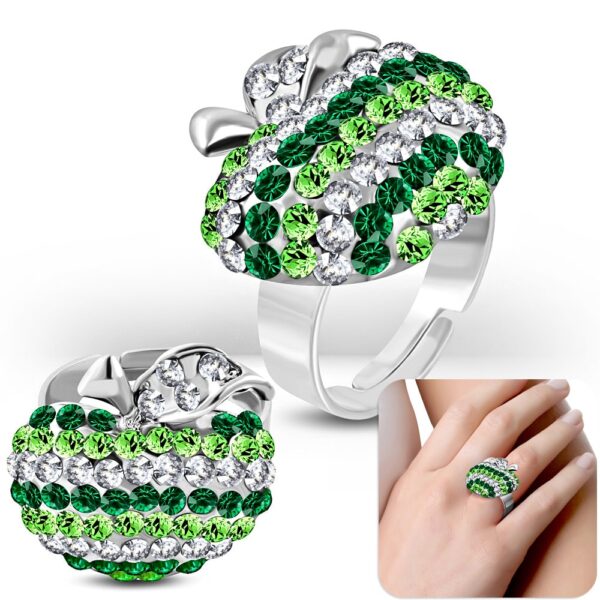 Állítható, alma formájú gyűrű cirkónia kristállyal