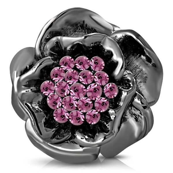 Állítható, virág formájú koktél gyűrű cirkónia kristállyal