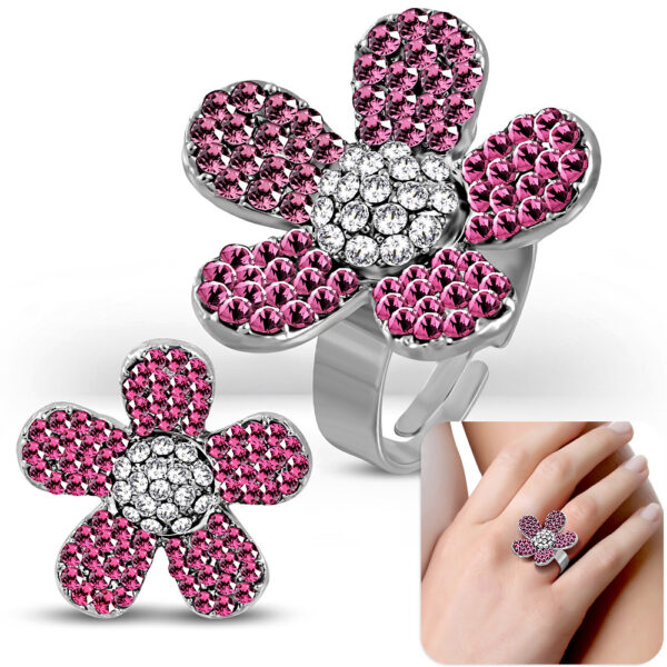 Virág formájú divat gyűrű, cirkónia kristállyal