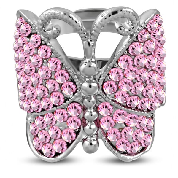 Állítható, pillangó formájú gyűrű cirkónia kristállyal