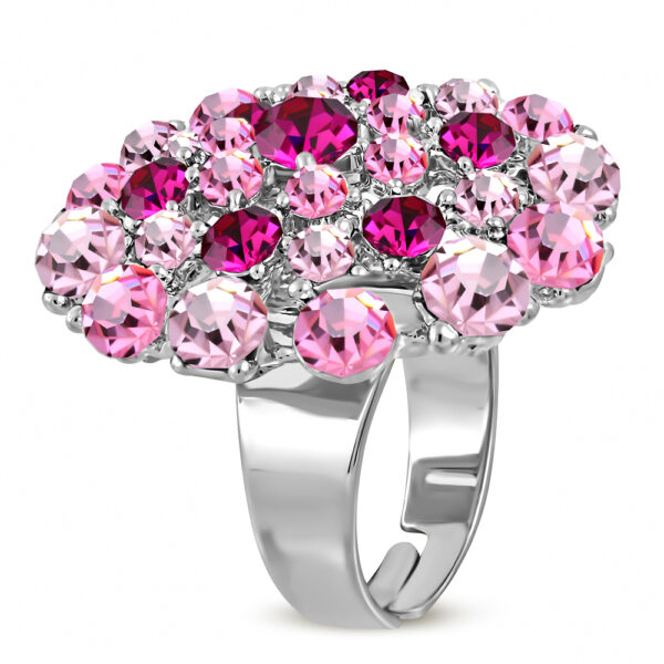 Kerek divat gyűrű,  rózsaszín cirkónia kristállyal