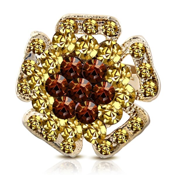 Állítható, virág formájú koktél gyűrű cirkónia kristállyal