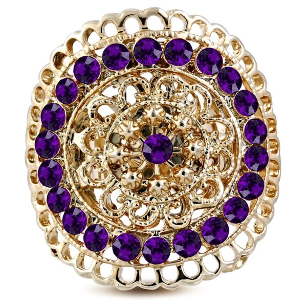 Állítható, kerek koktél gyűrű cirkónia kristállyal