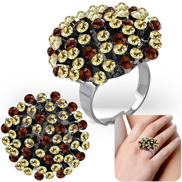 Állítható, virág alakú koktél gyűrű cirkónia kristállyal