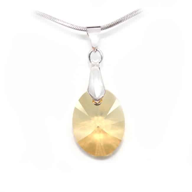 Swarovski® kristályos nemesacél nyaklánc - 18 mm - Oval - Golden Shadow