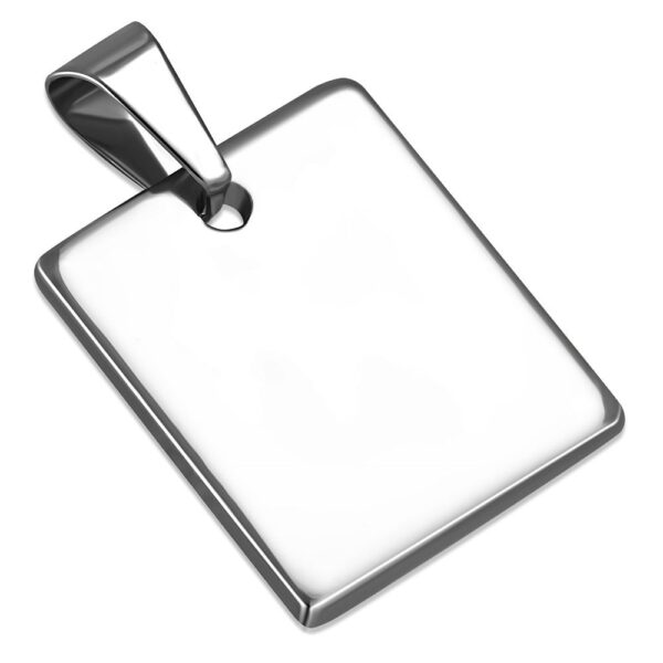 Ezüst színű négyzet alakú gravírozható nemesacél medál