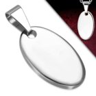 Ezüst színű, ovális formájú gravírozható  nemesacél medál 