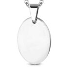 Ezüst színű, ovális formájú gravírozható  nemesacél medál 