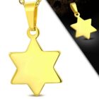 Arany színű, csillag alakú gravírozható  nemesacél medál 