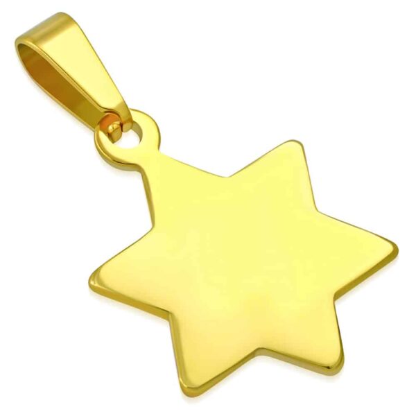 Arany színű, csillag alakú gravírozható  nemesacél medál 