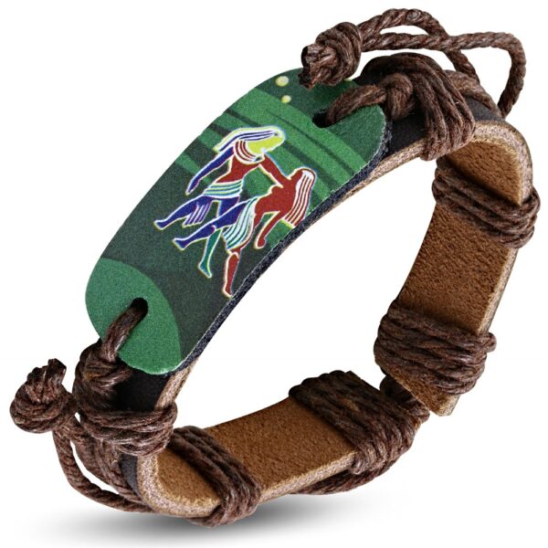 Horoszkópos bizsu bőr karkötő - Ikrek