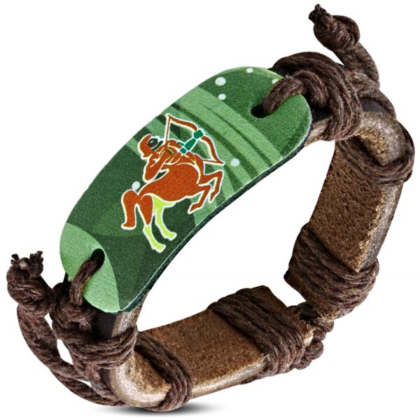 Horoszkópos bizsu bőr karkötő - Nyilas