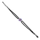 Fekete-fehér színű szövet karkötő, karkötő, üveggyöngy dísszel