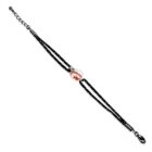 Fekete-fehér színű szövet karkötő, csillag mintás üveggyöngy dísszel