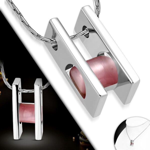 KÁLA- Ezüst színű nyaklánc, LILA cirkónia kristályos medállal