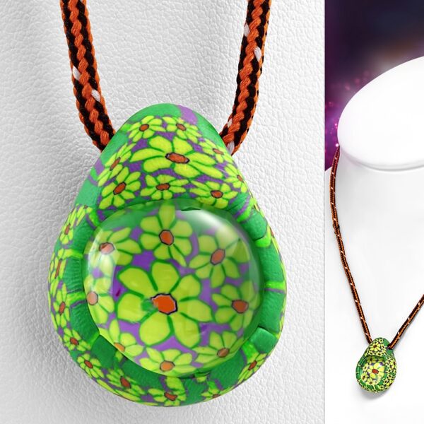 Berkenye nyaklánc virágos medállal